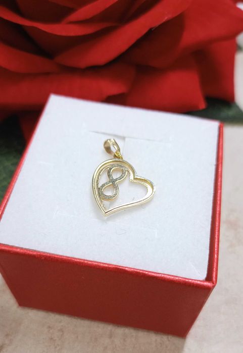 Złota zawieszka p.585/1,06g  Serce Nieskończoność