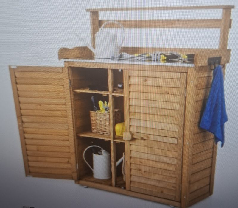 Szafka regał COSTWAY 120x87x45cm. Drewno. Stół ogrodowy do kwiatków