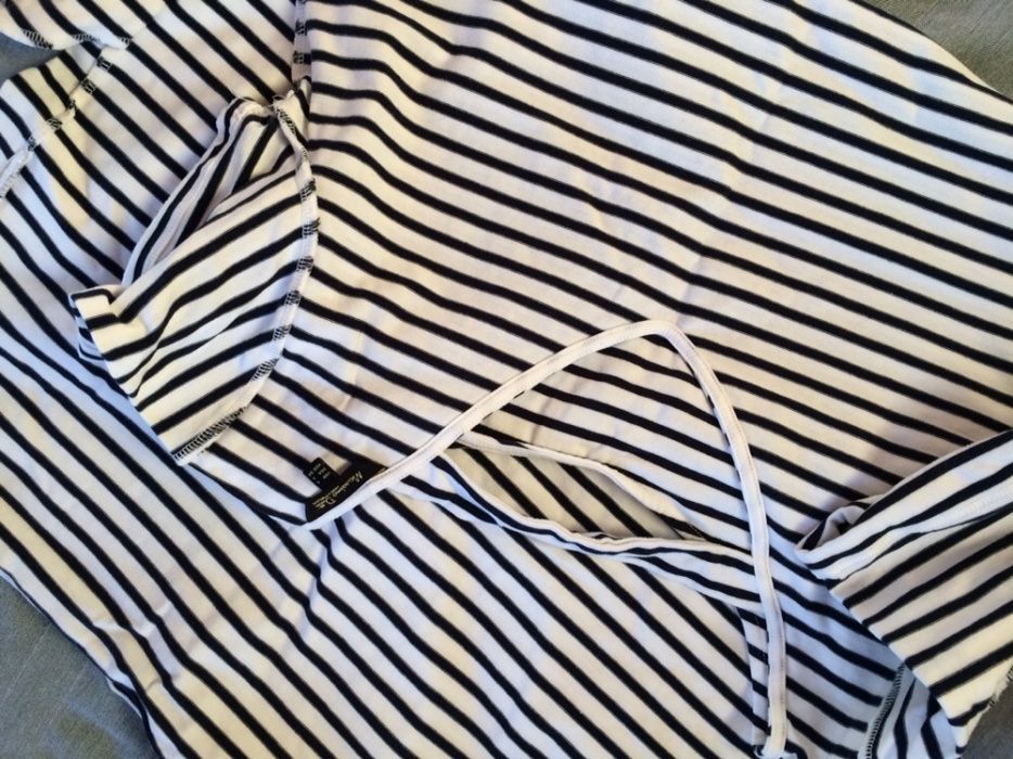 Massimo Dutti marynarski L 40 w paski sukienka z aplikacją na plecach
