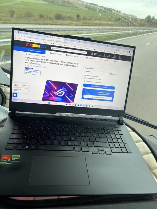 JAK NOWY ASUS ROG Strix SCAR 17 17,3" R9, 64GBRAM RTX4090 ubezpieczony