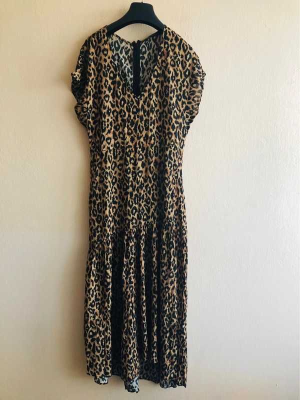 Zara - długa, wiskozowa sukienka w zwierzęcy print (XS/S) stan idealny