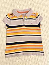 Koszulka polo paski tommy hilfiger 3l 98 fiolet