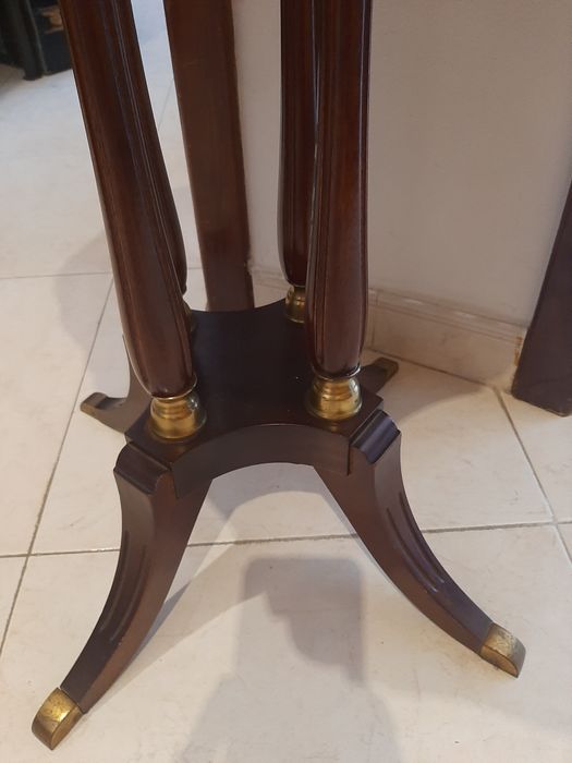 mesa apoio madeira maciça nogueira latão