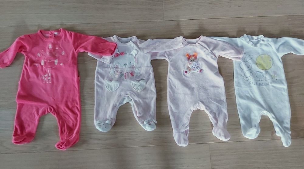 4 śpiochy welurowe 0-6m,  56-68, Tu, George, Mothercare