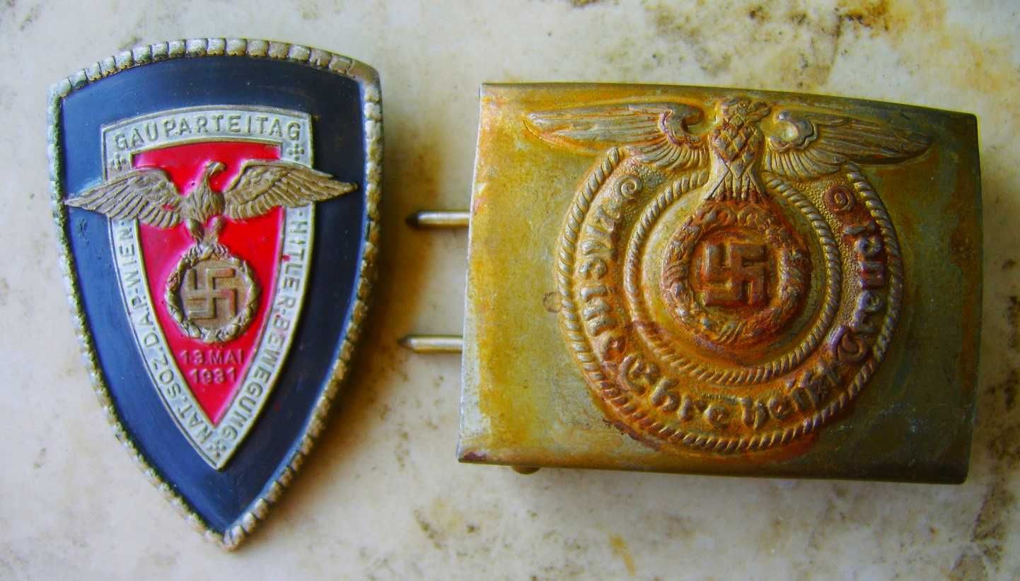 Odznaka NSDAP 1931 r+ Zardzewiała Klamra Oficera Waffen SS