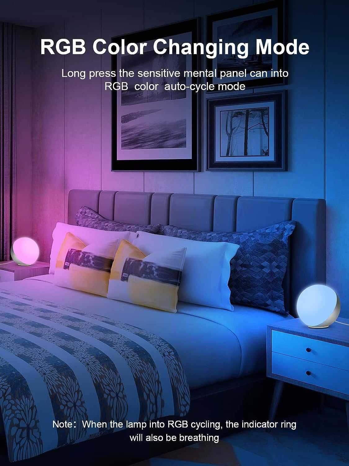 EASEMO Kolorowa Lampa stołowa LED z ładowarką