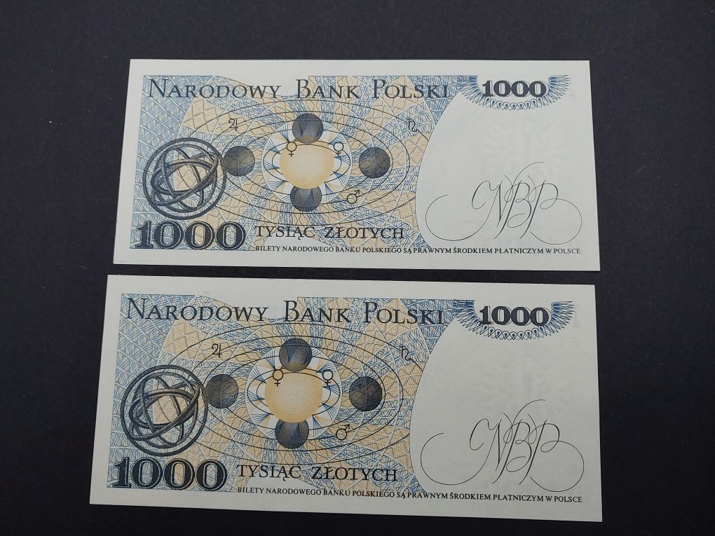 Banknoty 1000 zł.  z 1982 r.
