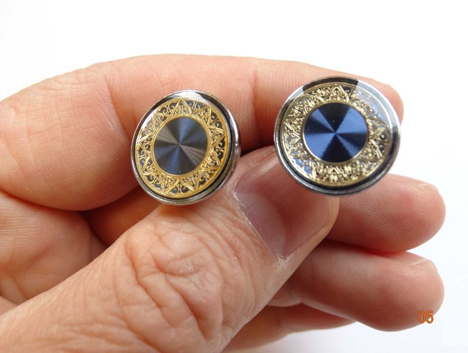 Spinki mankietowe do mankietów koszuli okrągłe niebieskie ślub wesele