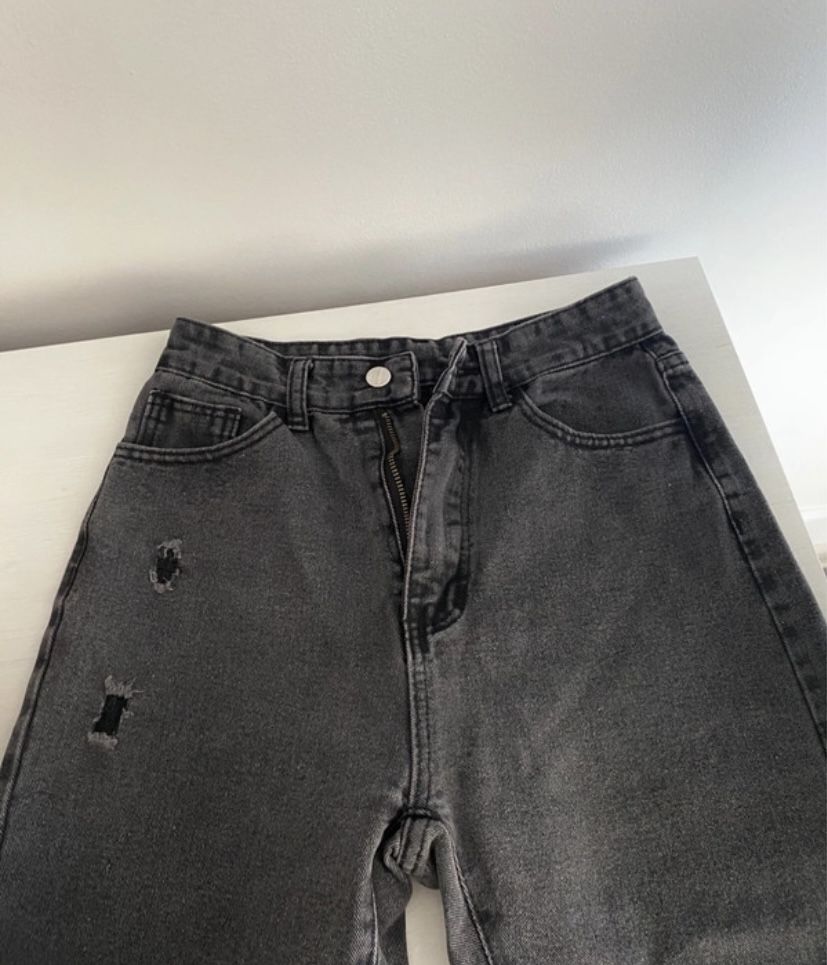 Shein XS/34 szare jeansowe spodnie z wyższym stanem jeansy