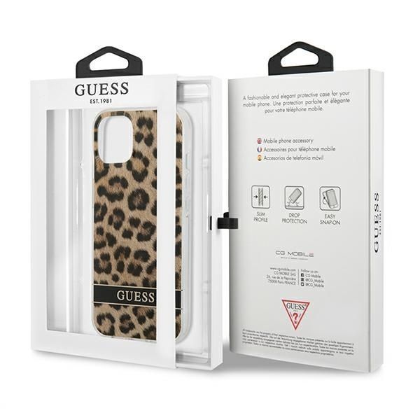 Guess Etui Ochronne iPhone 13 Mini 5,4" Brązowe Lampart Hardcase