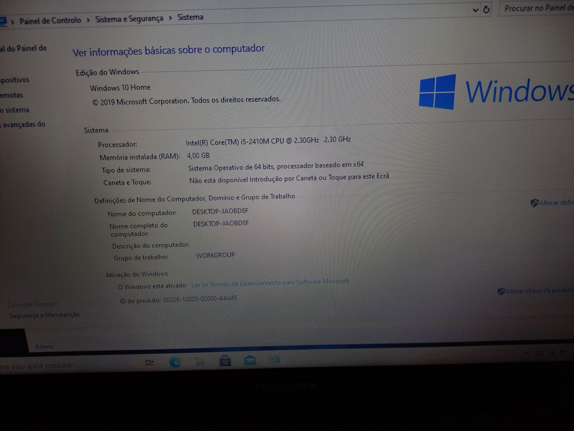 Portátil Toshiba i5 Intel
