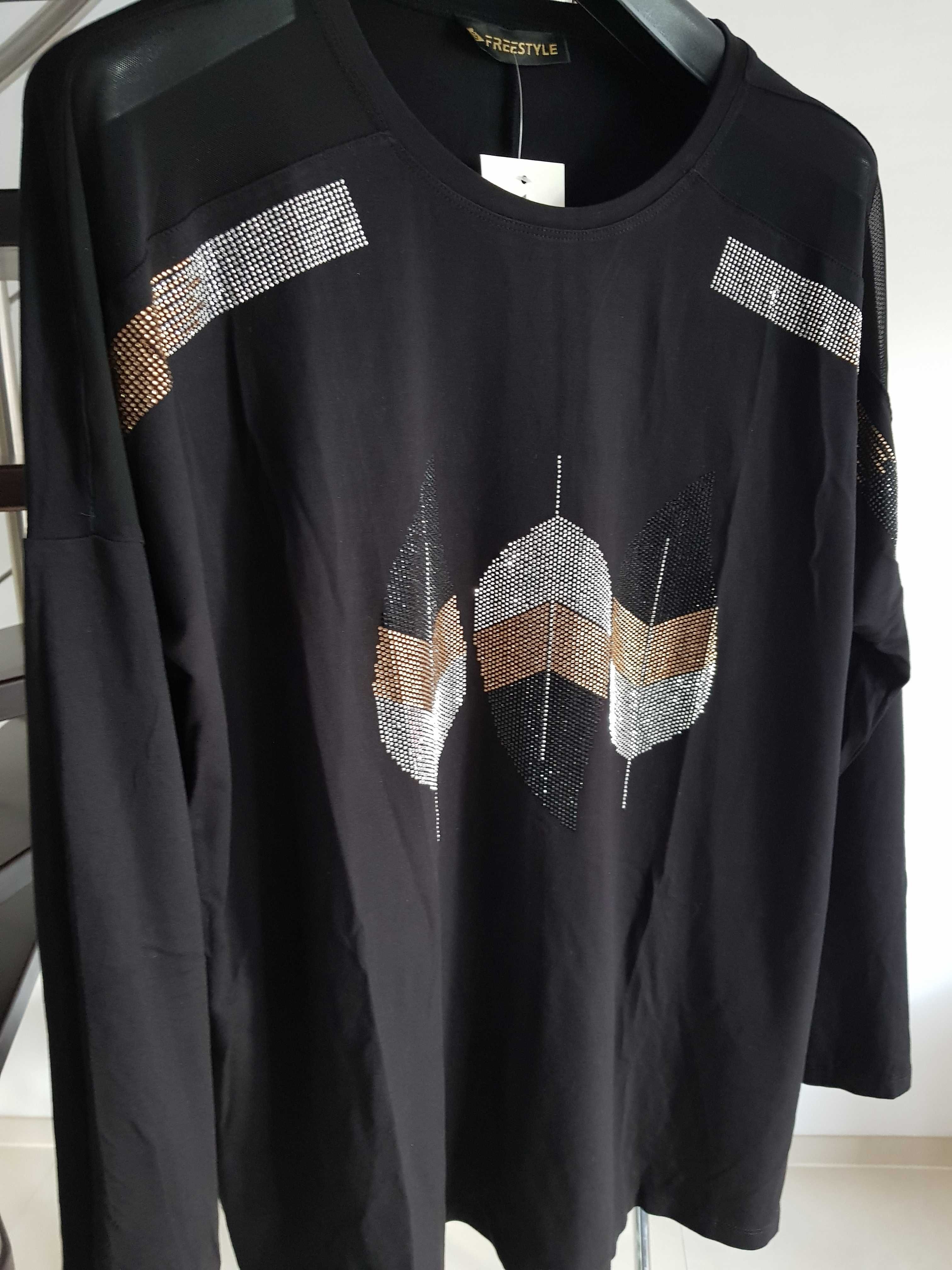 NOWA bluzka tunika oversize  z piękną aplikacją z dżetów cekinów