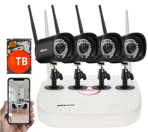 Zestaw kamer Monitoringu Bezprzewodowy  Wifi-Ful- Hd Dysk 3,5'' 3MPX