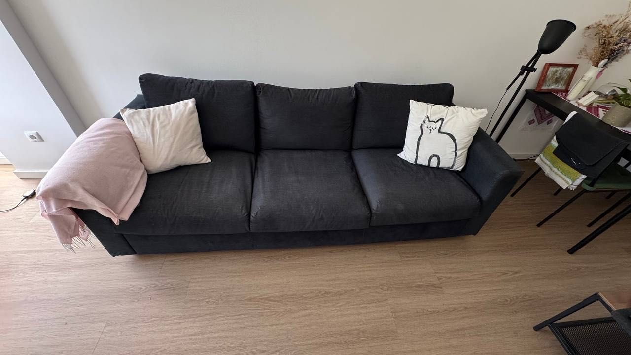 Sofá 3 lugares azul-preto ikea vimle