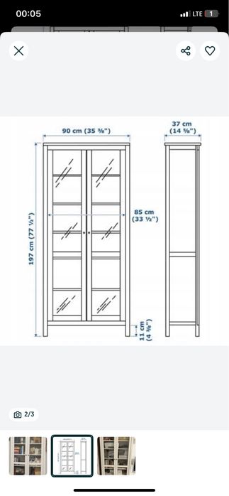 Witryna regał IKEA Hemnes przeszklona drewno