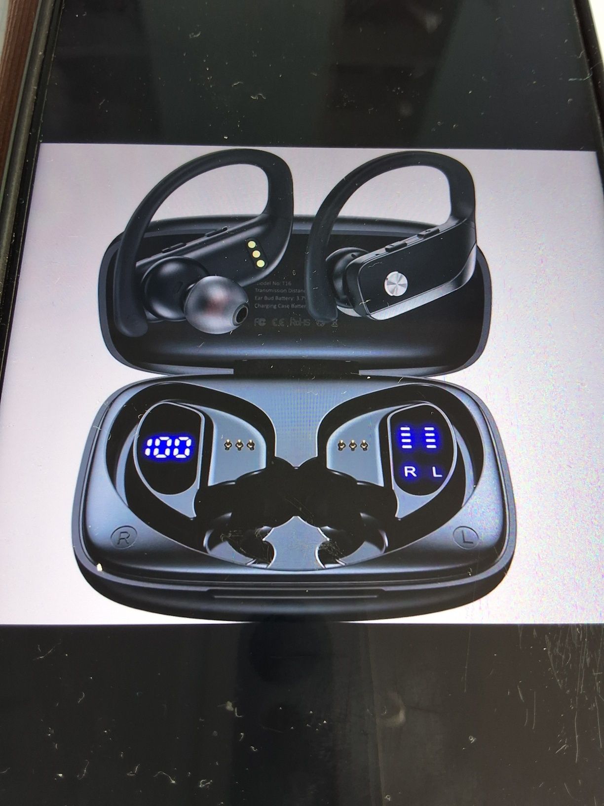 Słuchawki bezprzewodowe zauszne HEADSET T16 TWS Sport Led