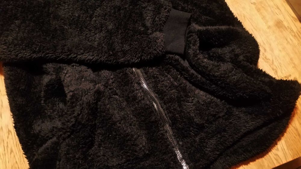 SHERPA MIŚ oversized bluza kurtka z kapturem L XL XXL czarna polar 3XL