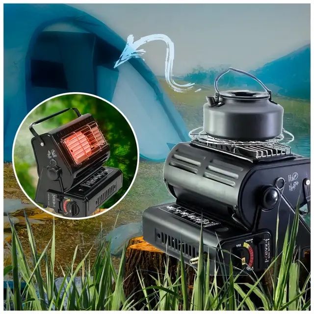 Газовий обігрівач 2в1 1.3 kW | Портативний | Кемпінг, риболовля