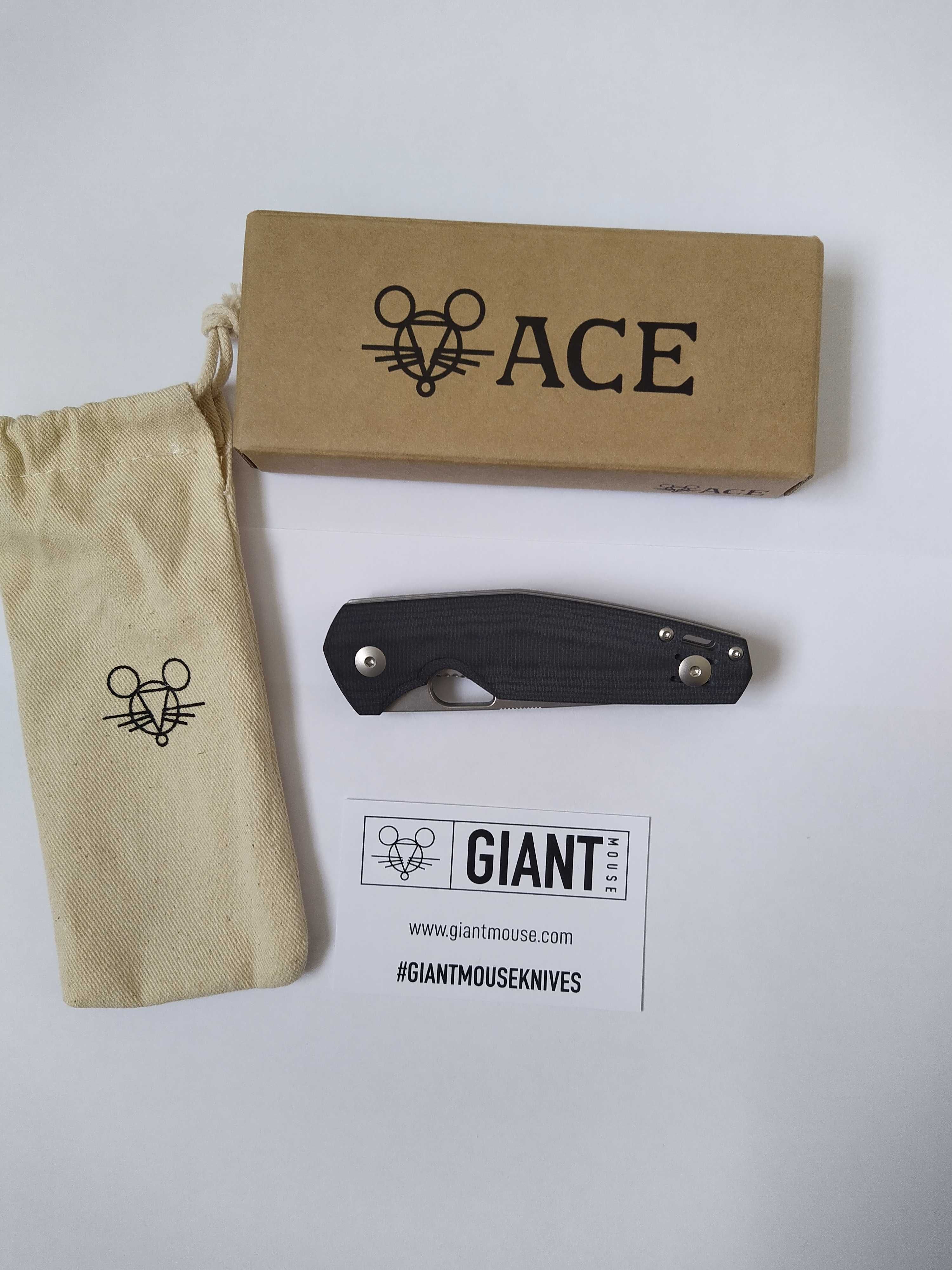 GiantMouse, ACE Nimbus V3, Double Black Canvas, stal Magnacut, nowy