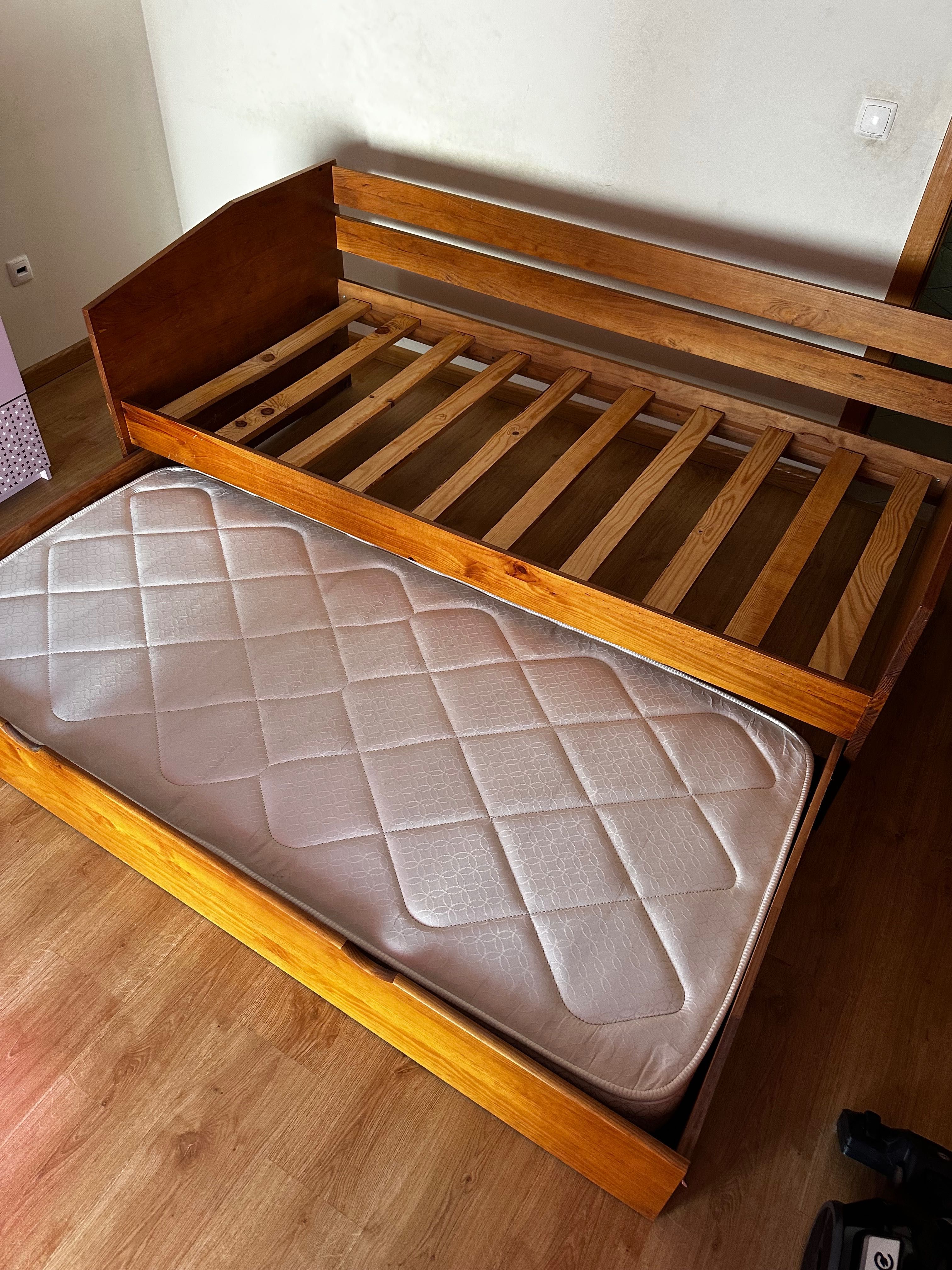 Cama individual dupla com gavetão madeira maciça