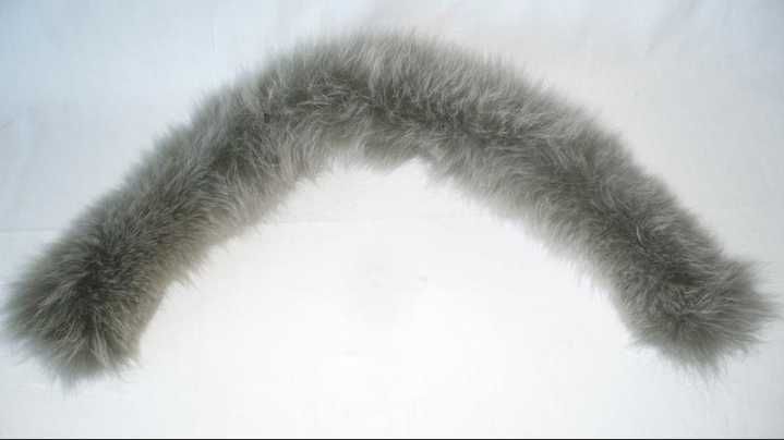 Натуральне хутро песець комір / опушка на капюшон сіро-оливковий колір