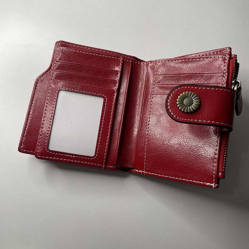 SENDEFN Skórzany damski portfel, blokada RFID czerwony (10)