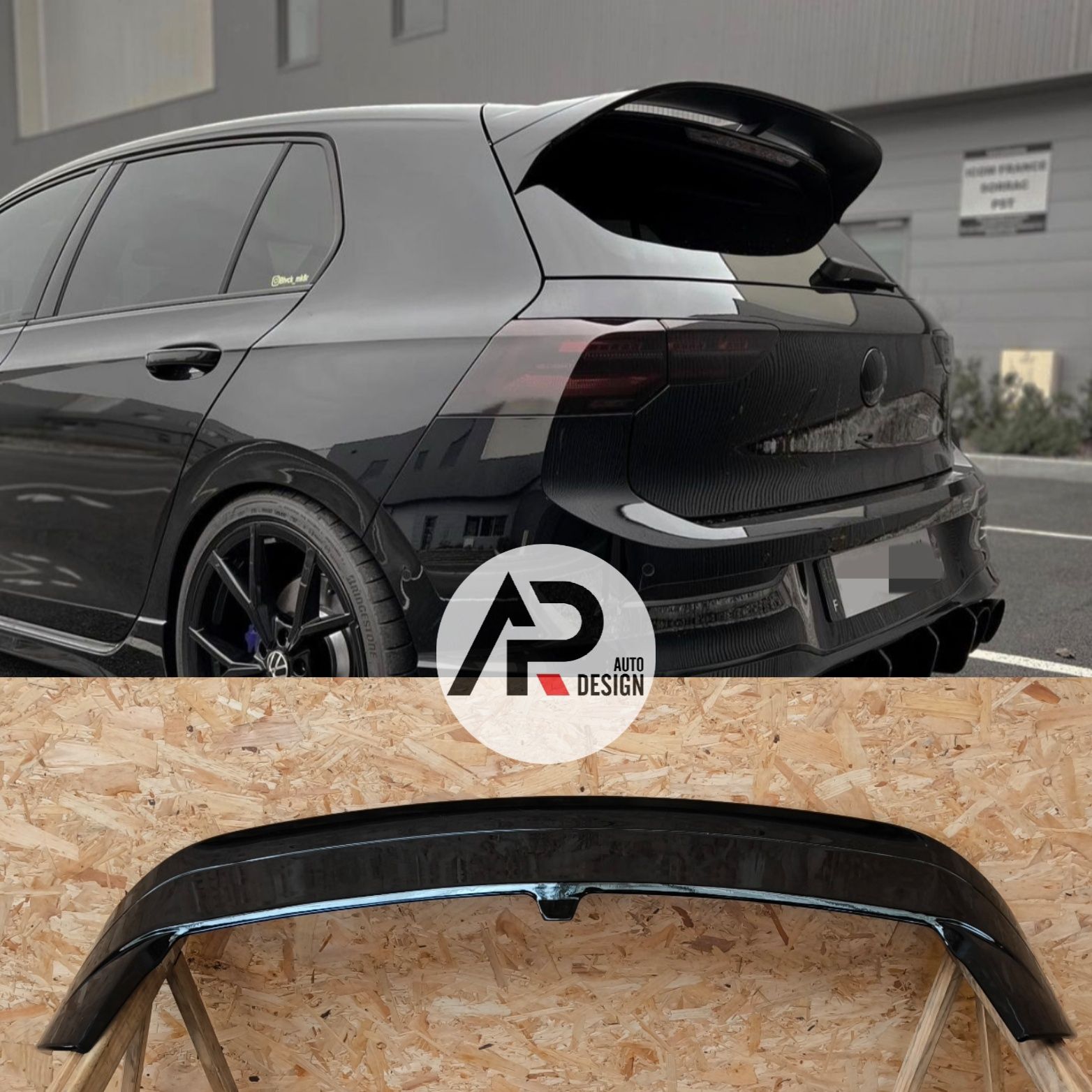 VW GOLF VIII MK8 AILERON SPOILER MALA PERFORMANCE Preto Brilhante