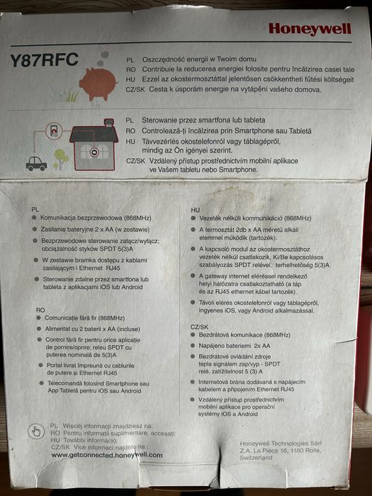 Bezprzewodowy zestaw sterowania Honeywell Y87RFC