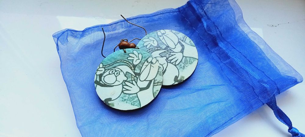 Żwirek i Muchomorek kolczyki wiszące