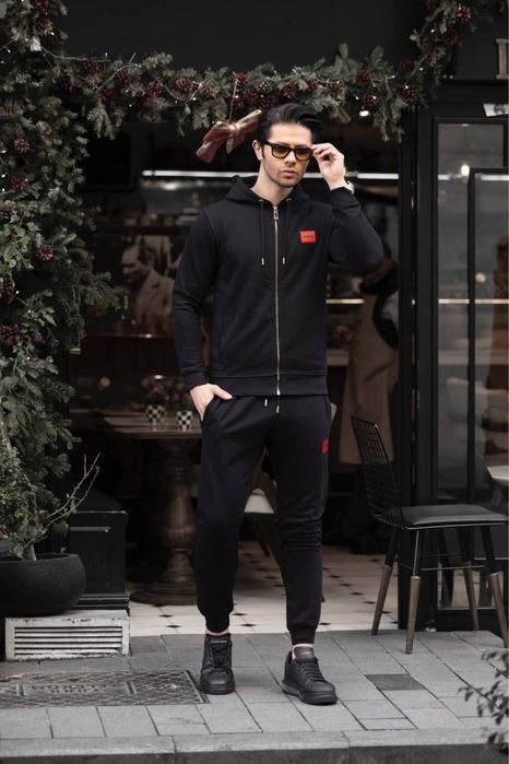 Спортивный мужской костюм Hugo Boss, жилетка , штаны зип худи квадрат