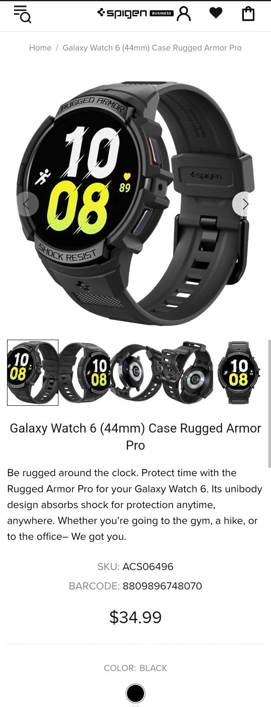 Защитный кейс/чехол Spigen на Galaxy Watch 6 44mm  (Rugged Armor Pro)