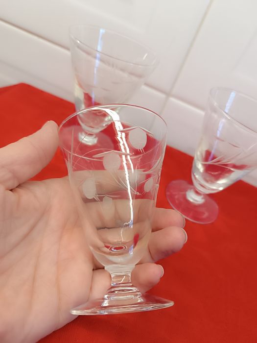Conjunto 3 Copos Cristal Vintage. 10 cm