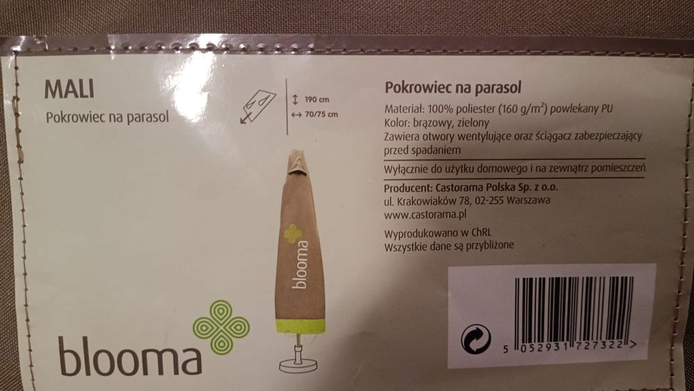 Pokrowiec na parasol 190 / ,75 nowy odporny na wodę i promienie uv