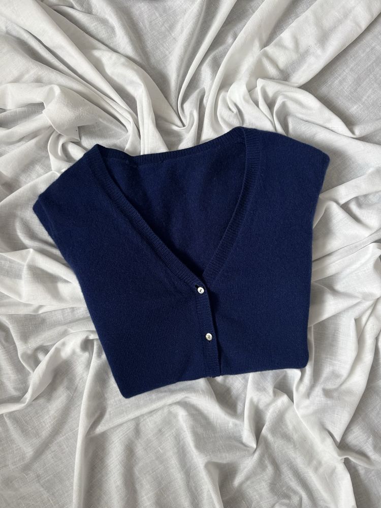 Granatowy sweter kardigan Kaszmir Cashmere S M 36 38