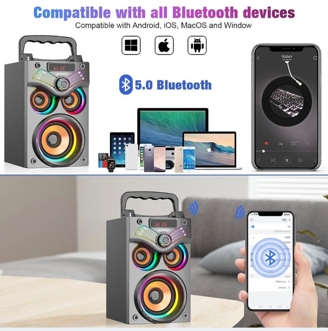 SUPNIU H77 Głośniki Bluetooth, bezprzewodowy