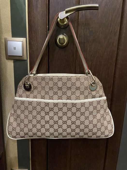 Шикарная сумка Gucci 121023 Canvas Tote Bag Beige Brown оригинал