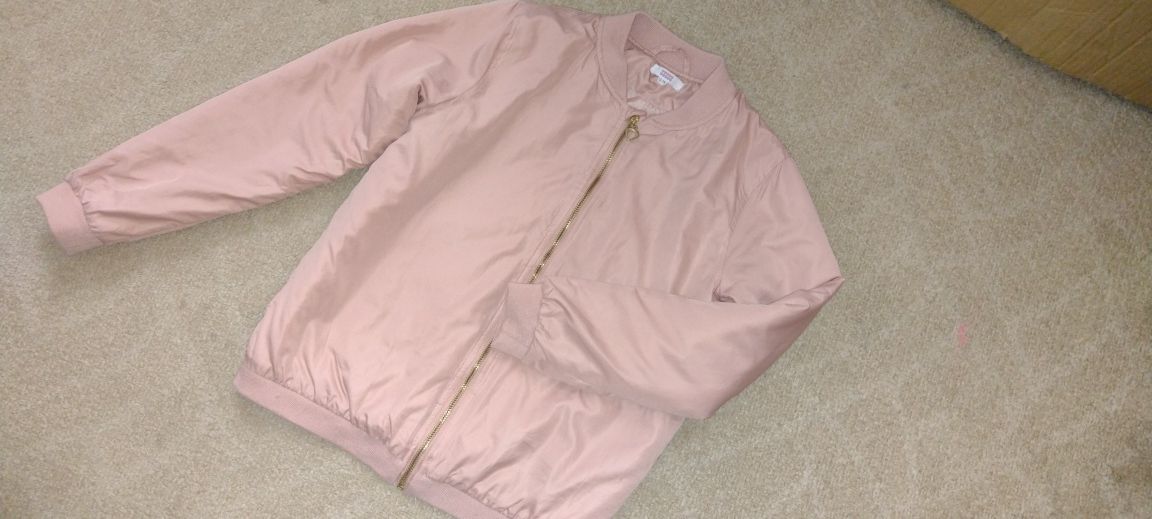 Куртка курточка пудра розовая утепленная бомбер на девочку 152 158 см