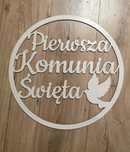 Koło napis Pierwsza Komunia Święta
