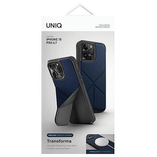 Etui UNIQ Transforma Magclick Charging do iPhone 15 Pro Max - niebiesk