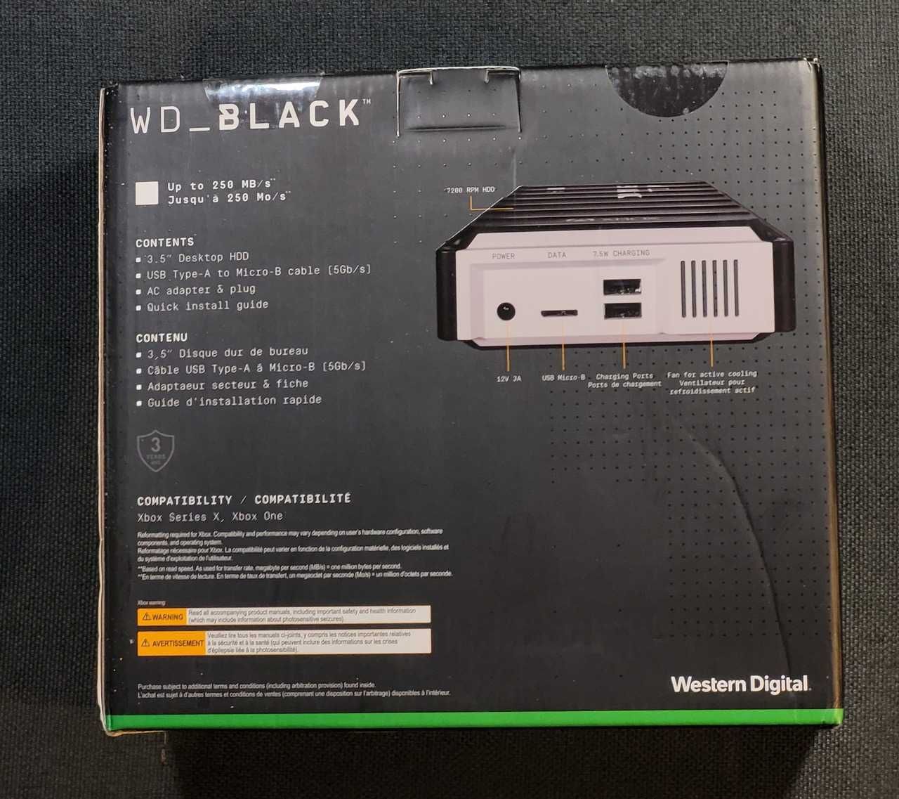 WD Black 12TB Game D10 HDD Dysk zewnętrzny do konsoli Xbox Nowy