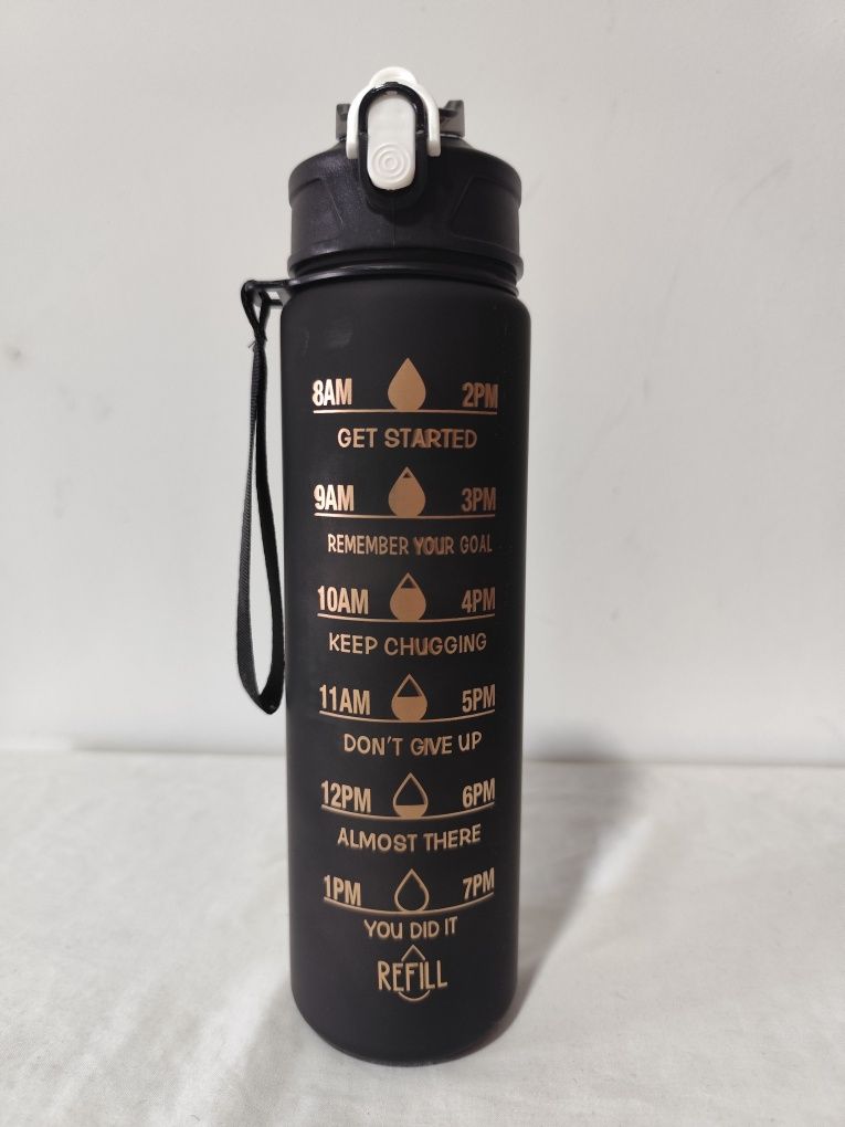 Garrafa Preta Desportiva com Marcações – 750ml [Nova]