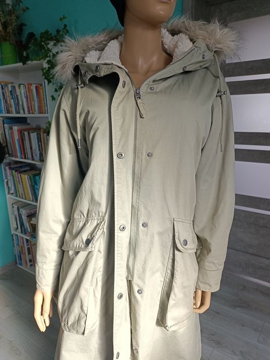 Parka z podpinką zimowa jesienna przejściowa futerko kaptur kurtka