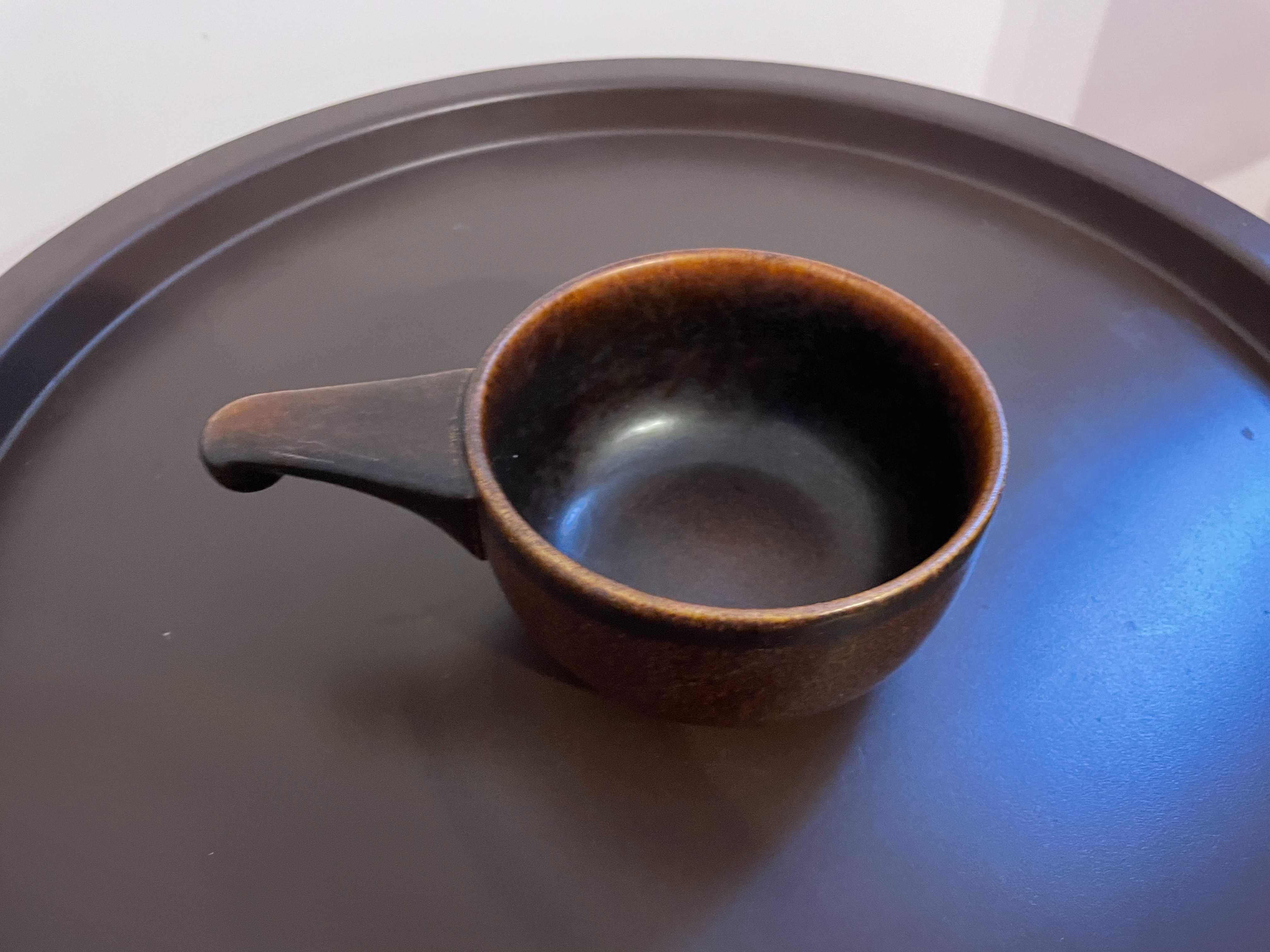 Pojemność ceramiczna z uchwytem misa miska na sos, talerz brązowy