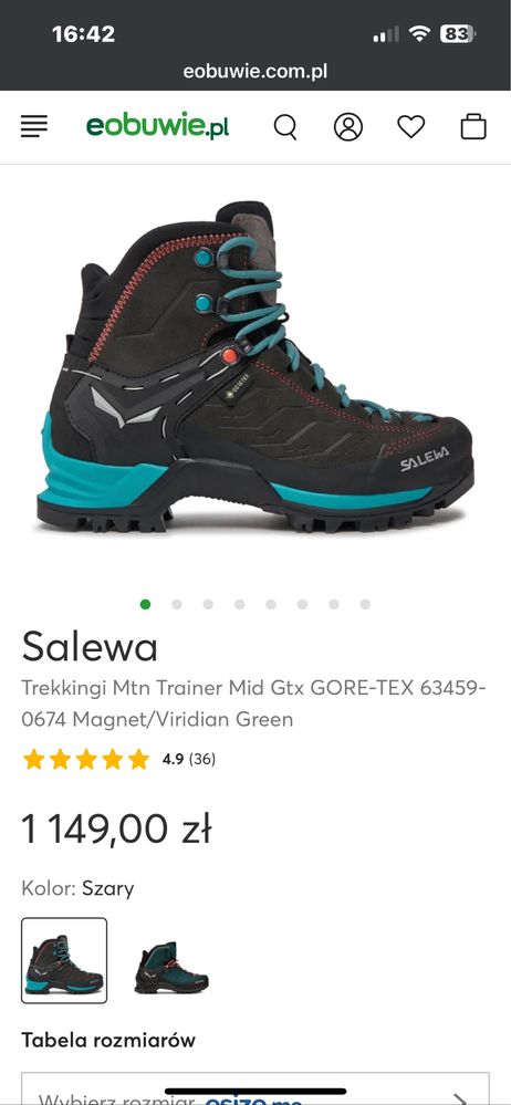 Salewa buty trekingowo podejsciowe gore tex rozm 38 turkus