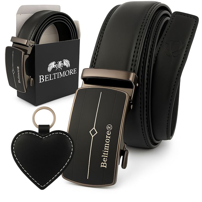 Pasek męski do spodni brelok serce prezent skóry 100 115 cm skórzany