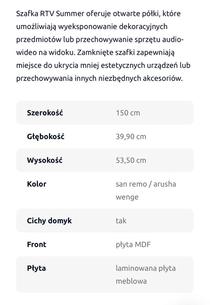 Szafka pod telewizor RTV drewno Wójcik Summer szuflady 150 jasna