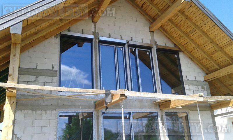 Okno PCV 1765 x 1635 70mm 6-komorowe 2-szybowe 1x orzech 180x170