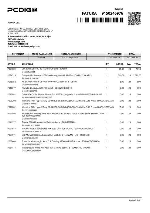 PC Gaming | RTX 2060 | AMD Ryzen 5 3600 3.6GHz | 16 RAM | 500 GB