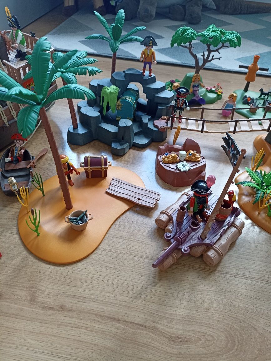OGROMNY zestaw Playmobil Piraci, okręt piracki, wyspa syren i skarbów