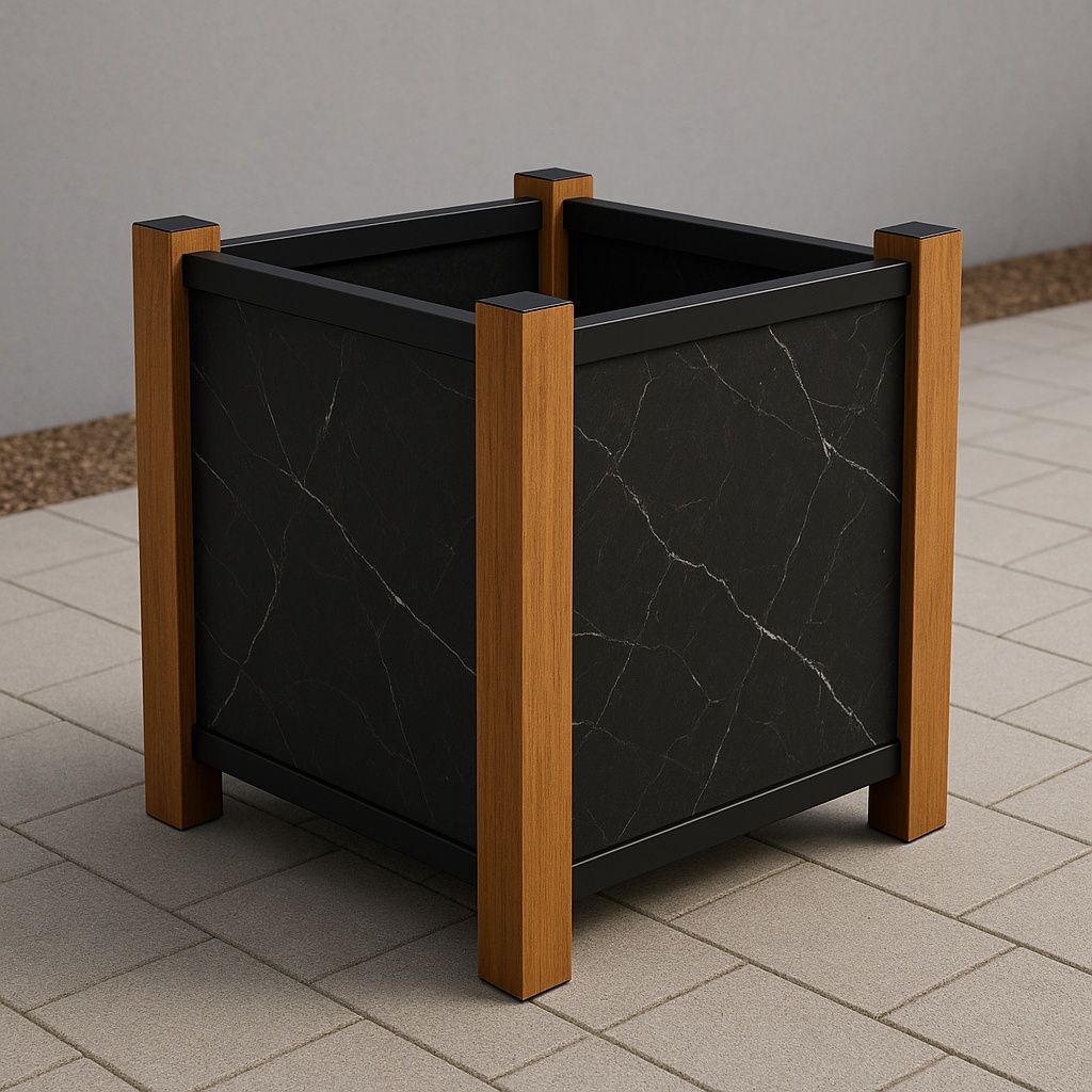 Donica premium ceramika / drewno 70 x 70 x 70 do wewnąt i na zewnątrz
